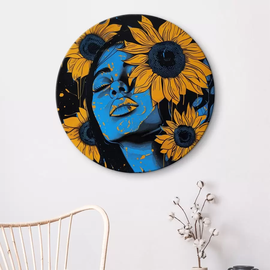 murales de pared Un cuadro de una mujer con girasoles r38505