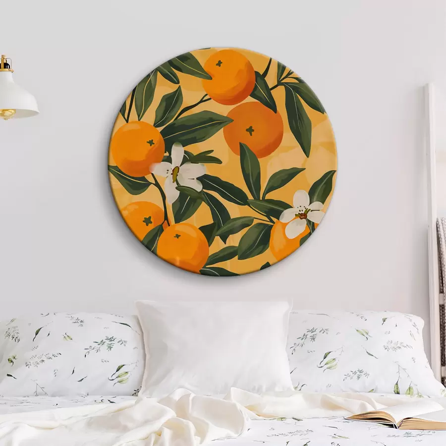 murales de pared Motivo de flores naranjas y blancas r38513