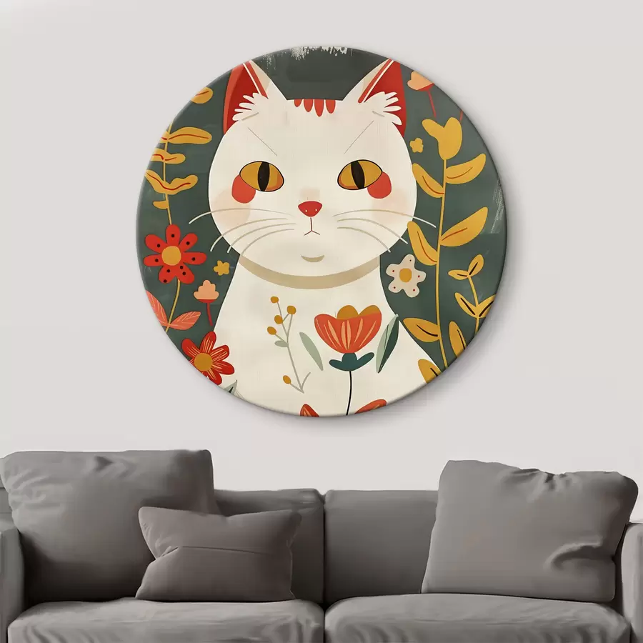 murales de pared Gato con flores r38516