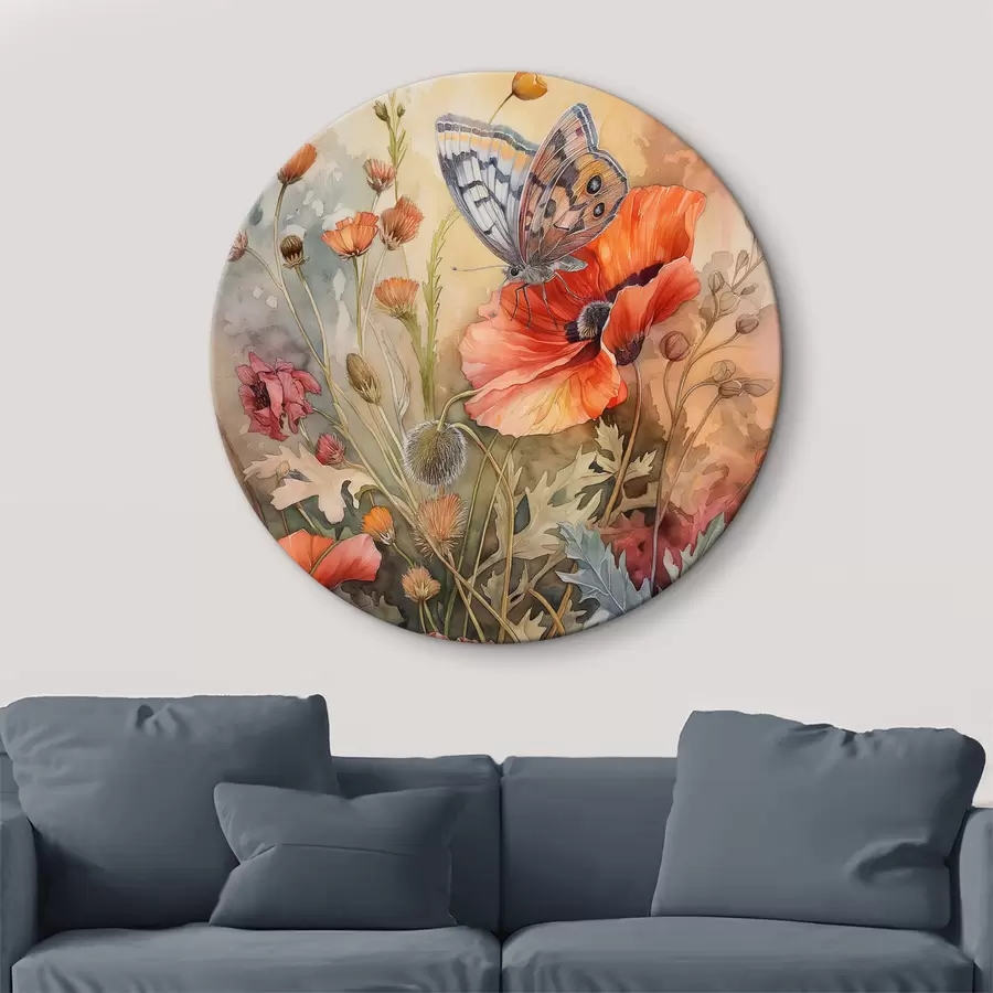 murales de pared Mariposa sobre una flor r38519