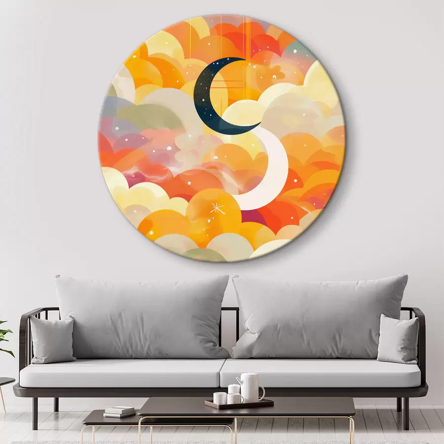 murales de pared Luna y nubes de colores r38523