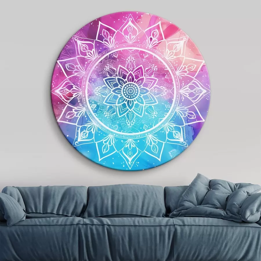 murales de pared Mandala blanco sobre fondo de color r38529