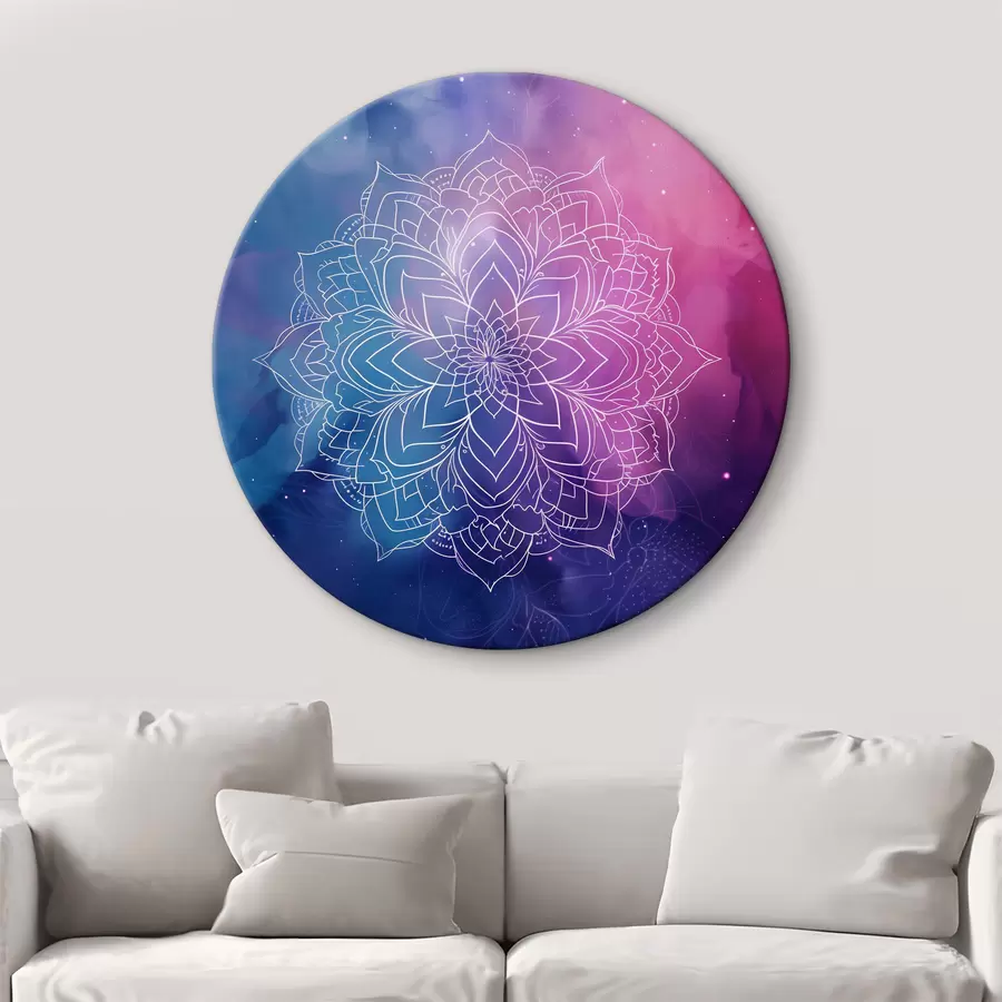 murales de pared Dibujo de una flor con líneas blancas sobre fondo de color r38532