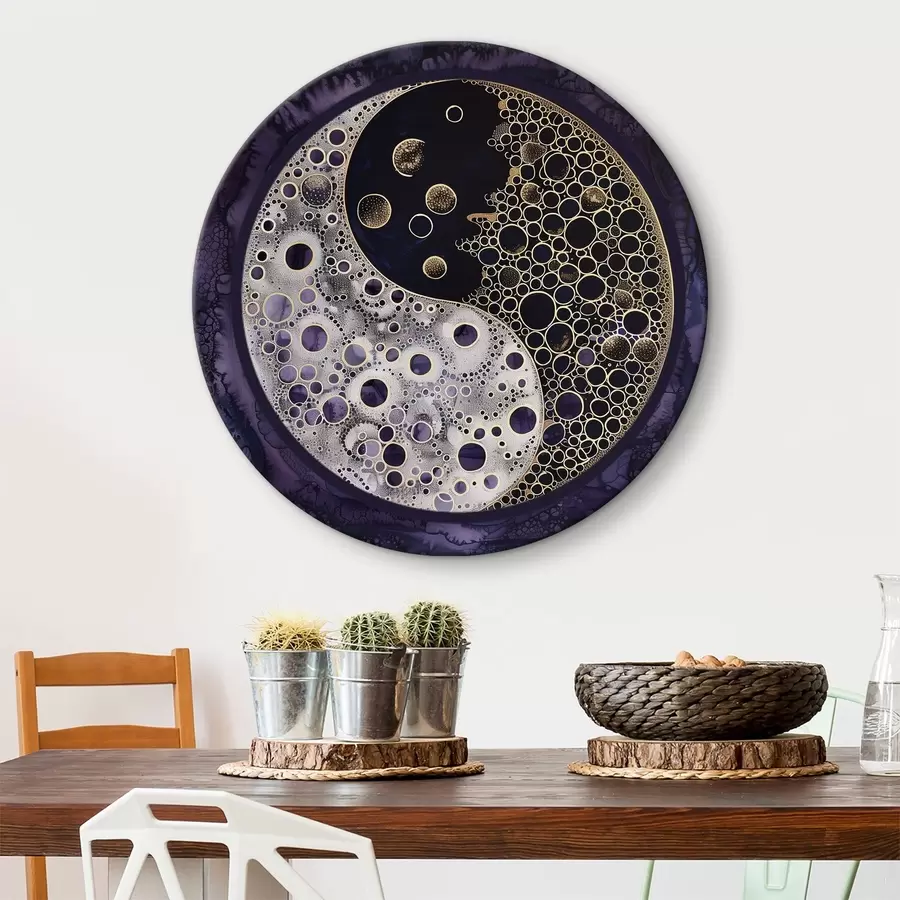 murales de pared Símbolo del yin y el yang sobre fondo morado r38535