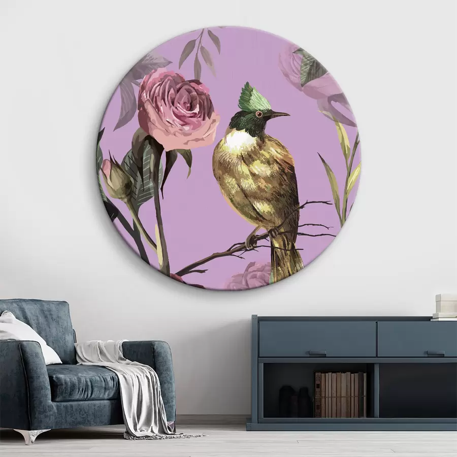 murales de pared Pájaro en una rama con flores r38564