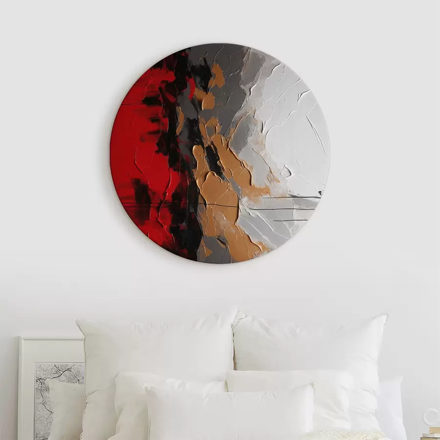 murales de pared Enérgicas pinceladas de rojo, blanco y gris r38580