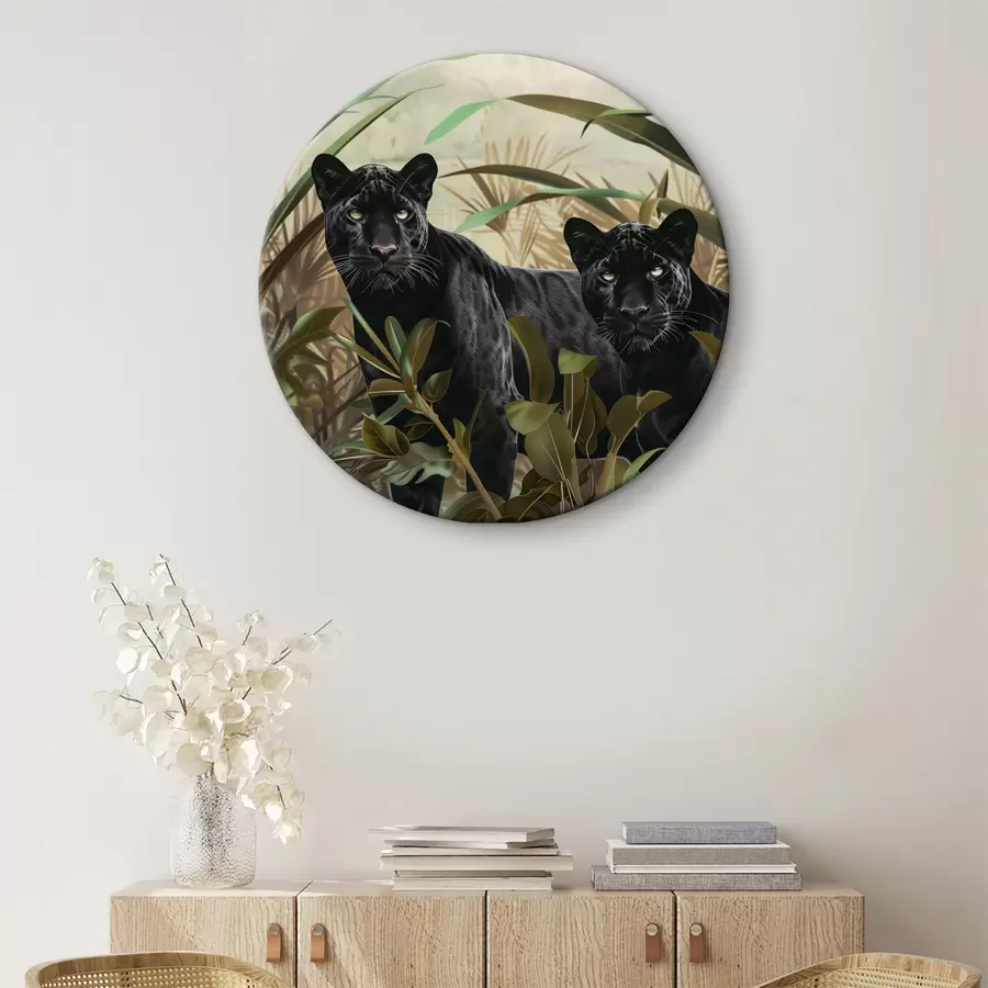 murales de pared Dos tigres negros en la jungla r38618