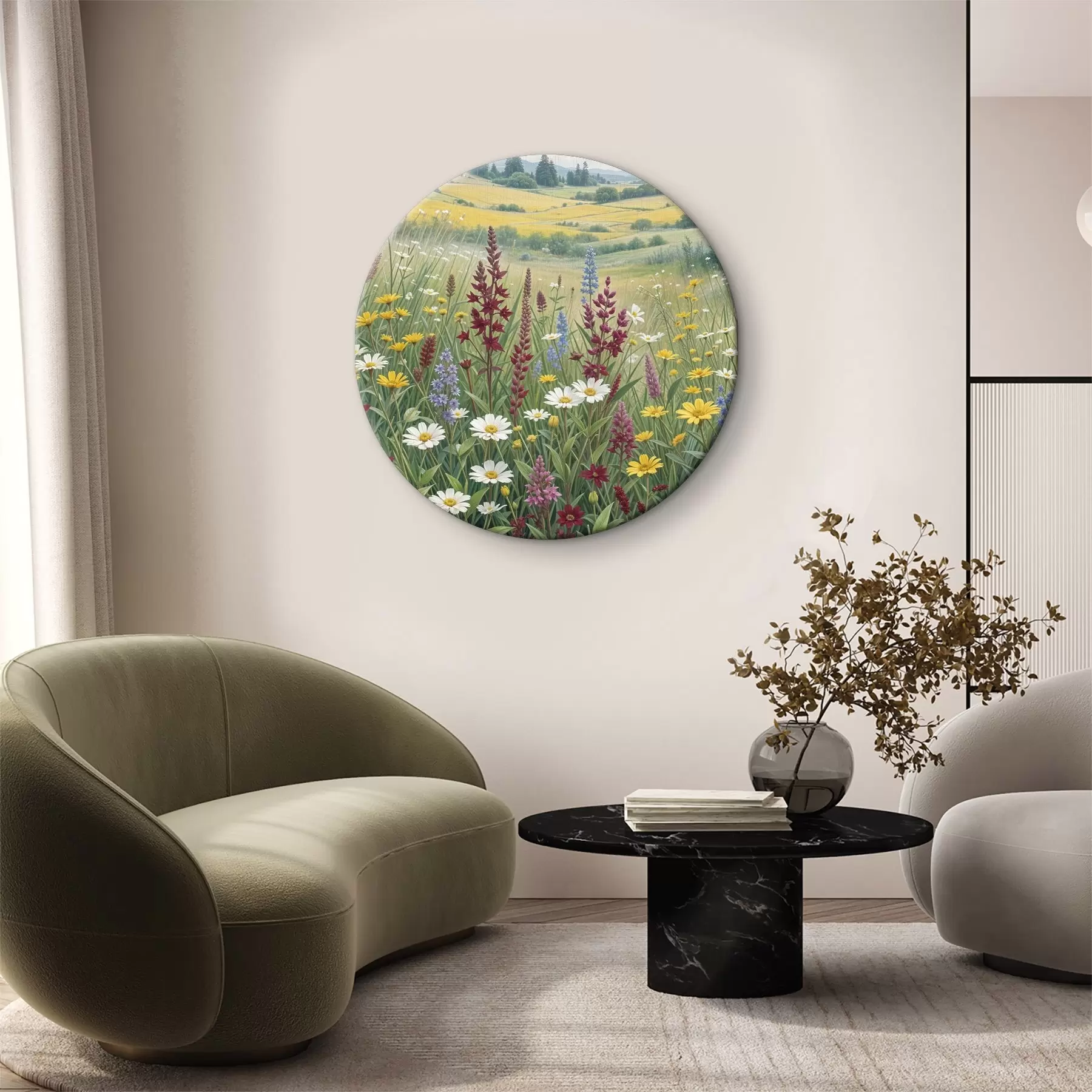 murales de pared Un prado exuberante y colorido lleno de una gran variedad de flores silvestres r39407