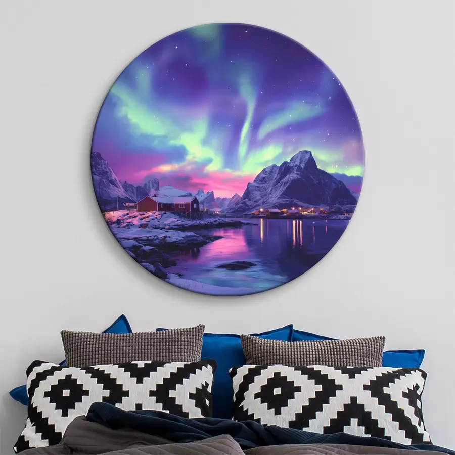 murales de pared Auroras boreales en Lofoten, Noruega, naturaleza, invierno r40298