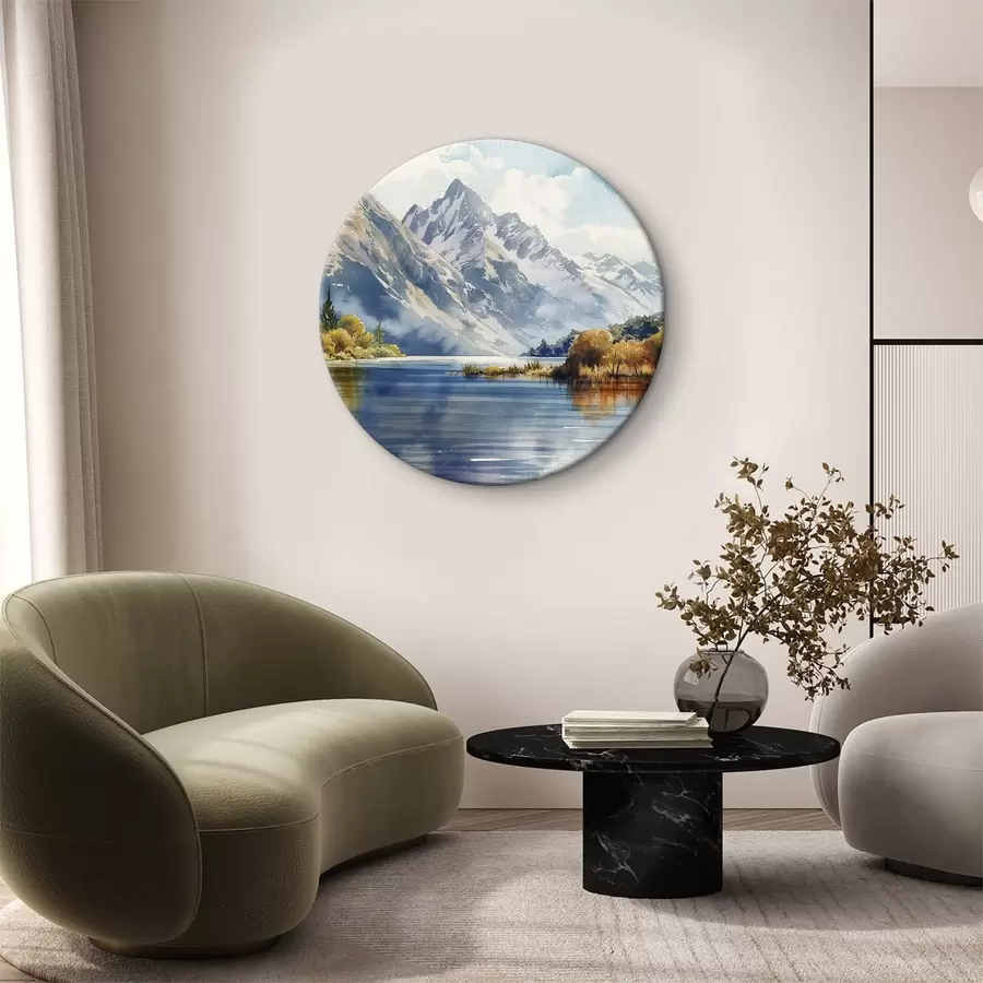 murales de pared Paisaje otoñal de montañas, río y árboles r40309