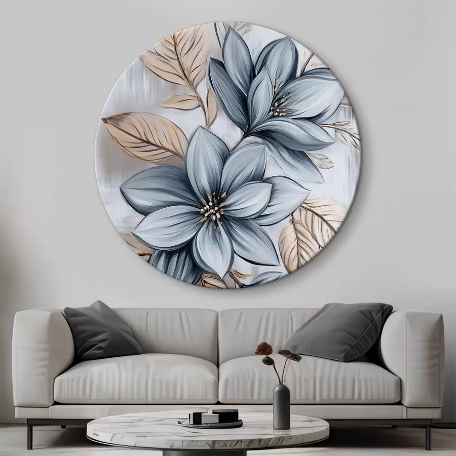 murales de pared Flores azules sobre fondo gris r40453