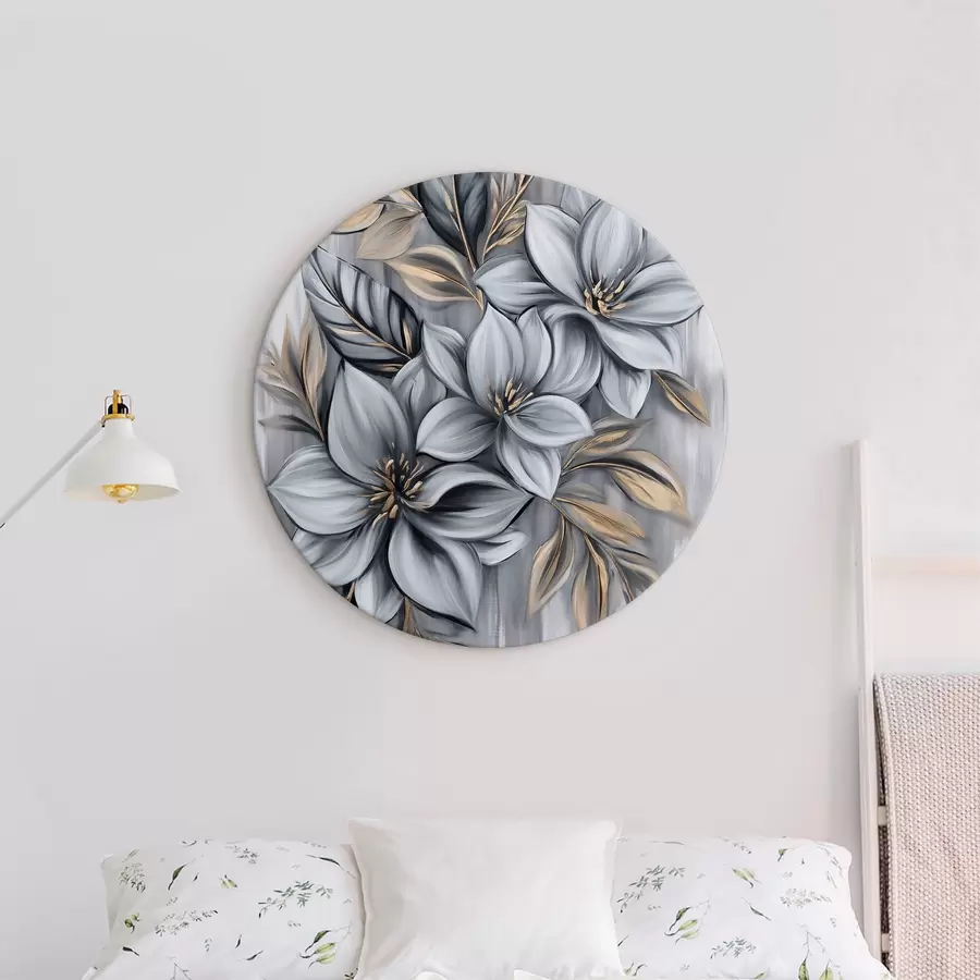 murales de pared Flores en tonos grises r40454