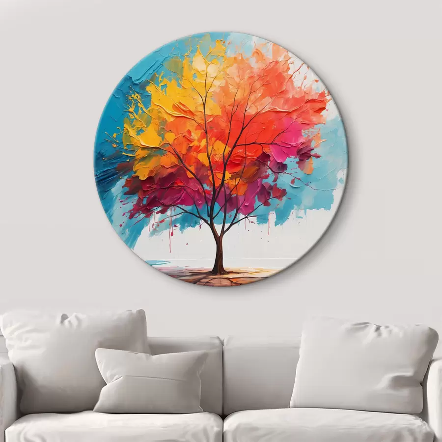 murales de pared Árbol multicolor abstracto en el lago r40455