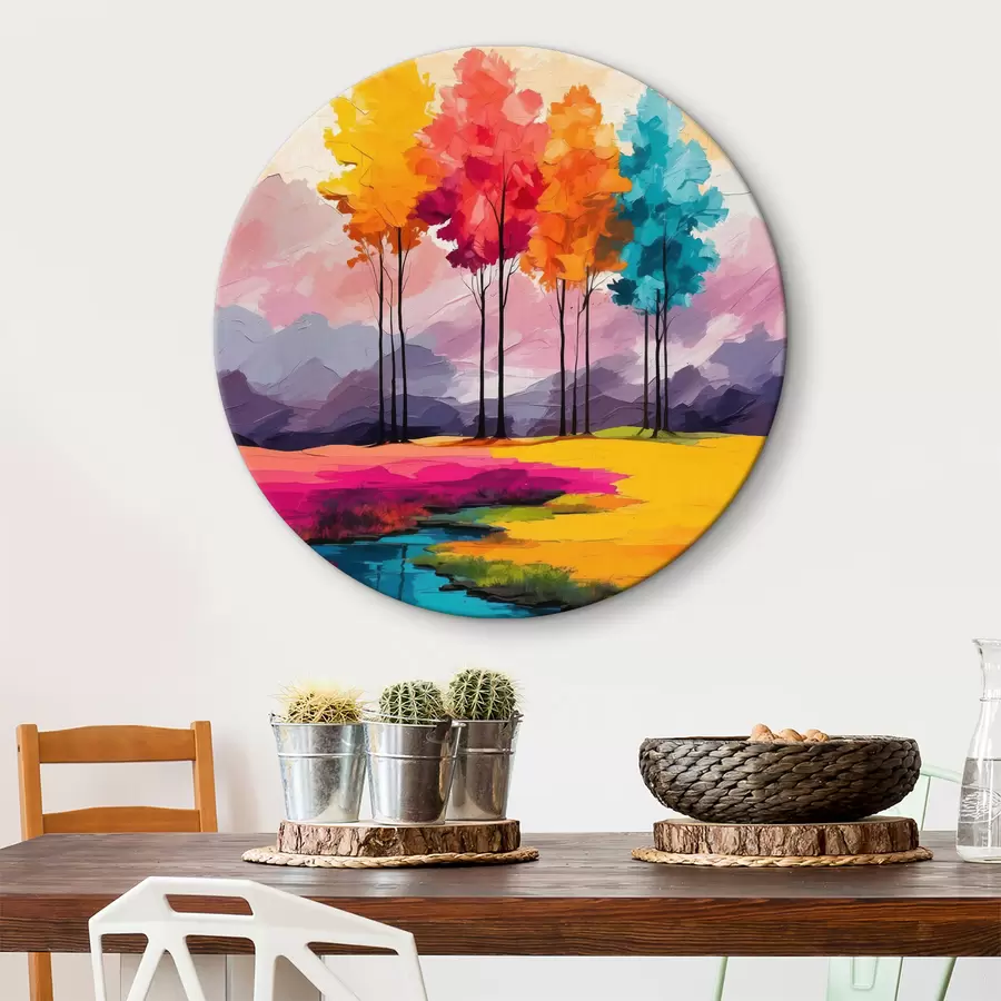 murales de pared Árboles acrílicos multicolores r40456