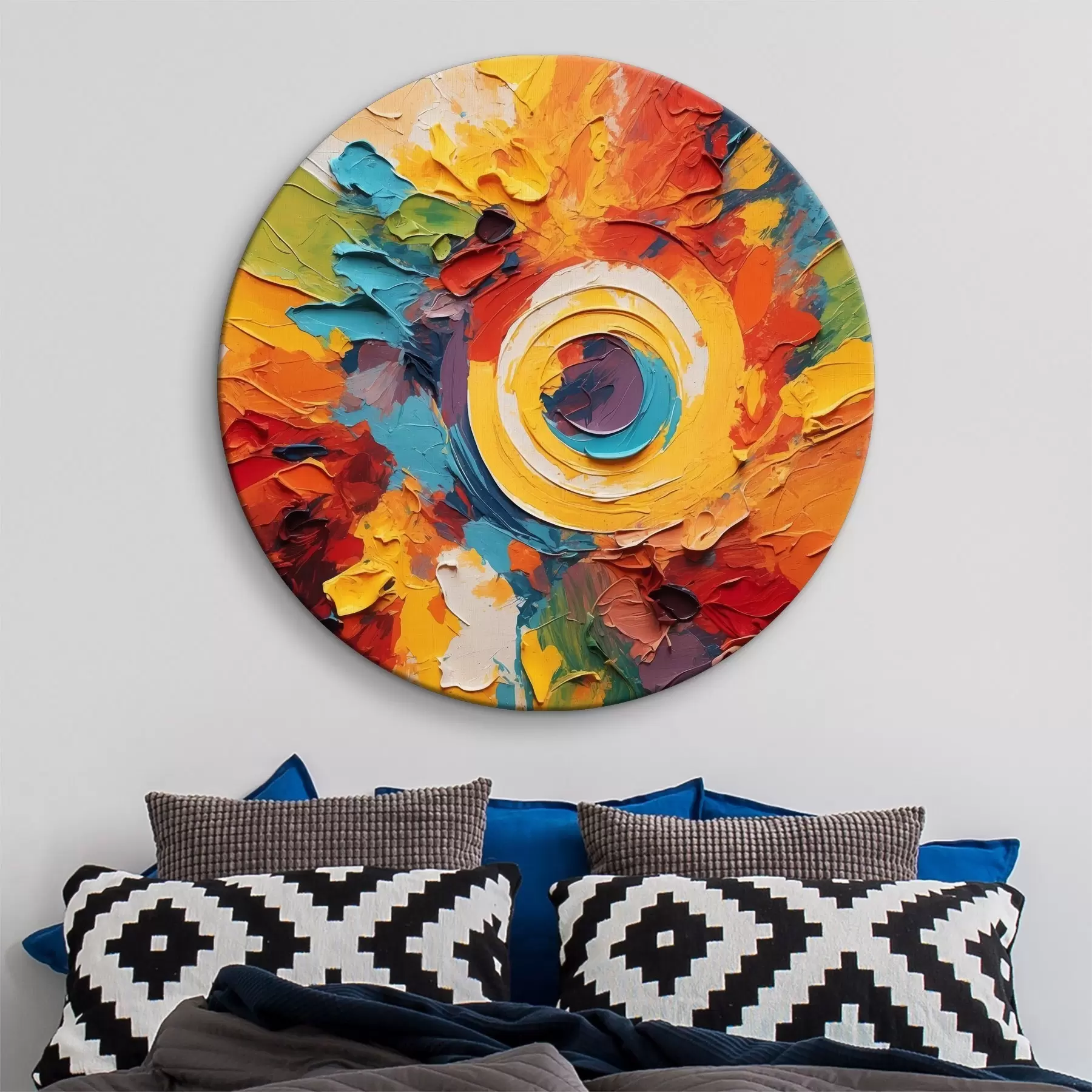 murales de pared Pintura al óleo abstracta con un círculo en el centro r40458