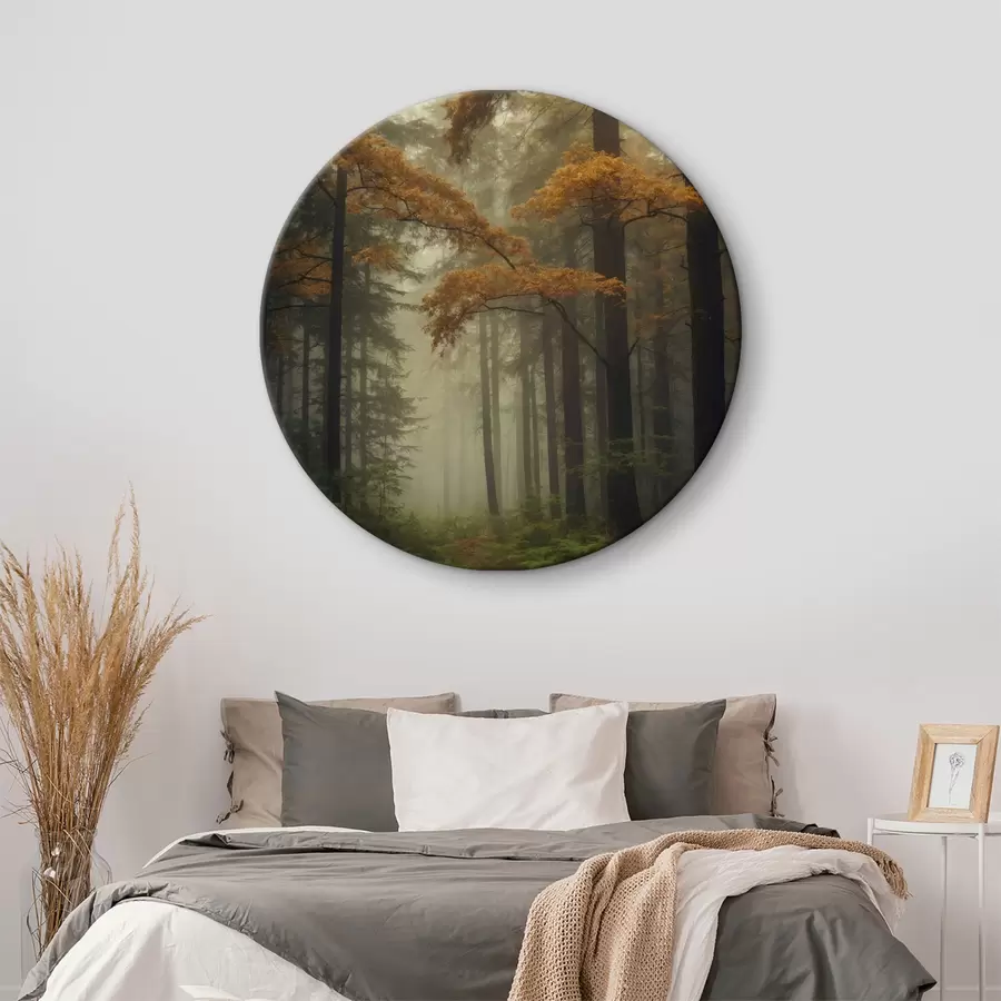 murales de pared Niebla en el bosque otoñal r40474