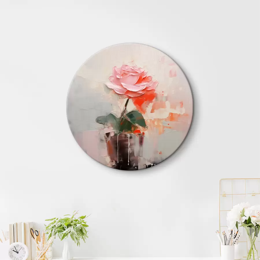 murales de pared Rosa abstracta en un jarrón, gris, rosa, rojo r40515