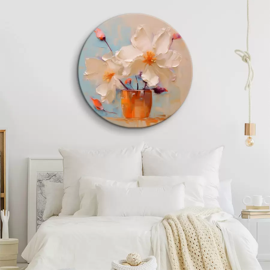 murales de pared Narcisos en jarrón, blanco, naranja, beige, azul r40520