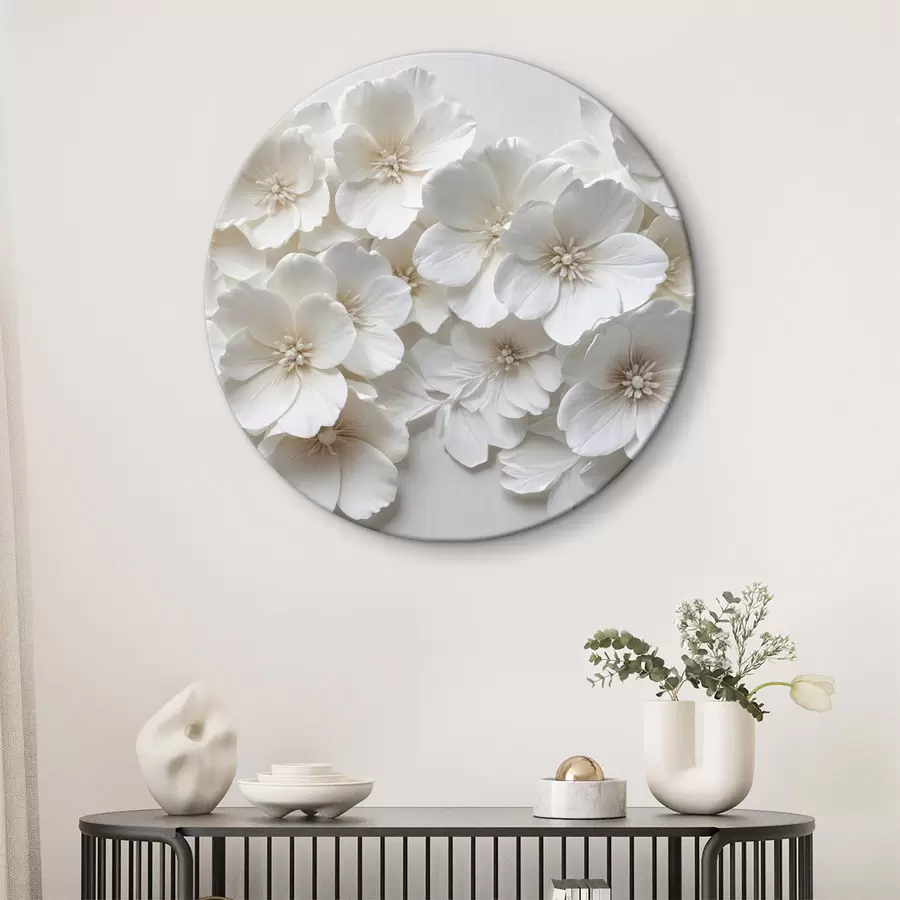 murales de pared Flores blancas con delicados pétalos dispuestas en un bello motivo floral sobre fondo claro r40548
