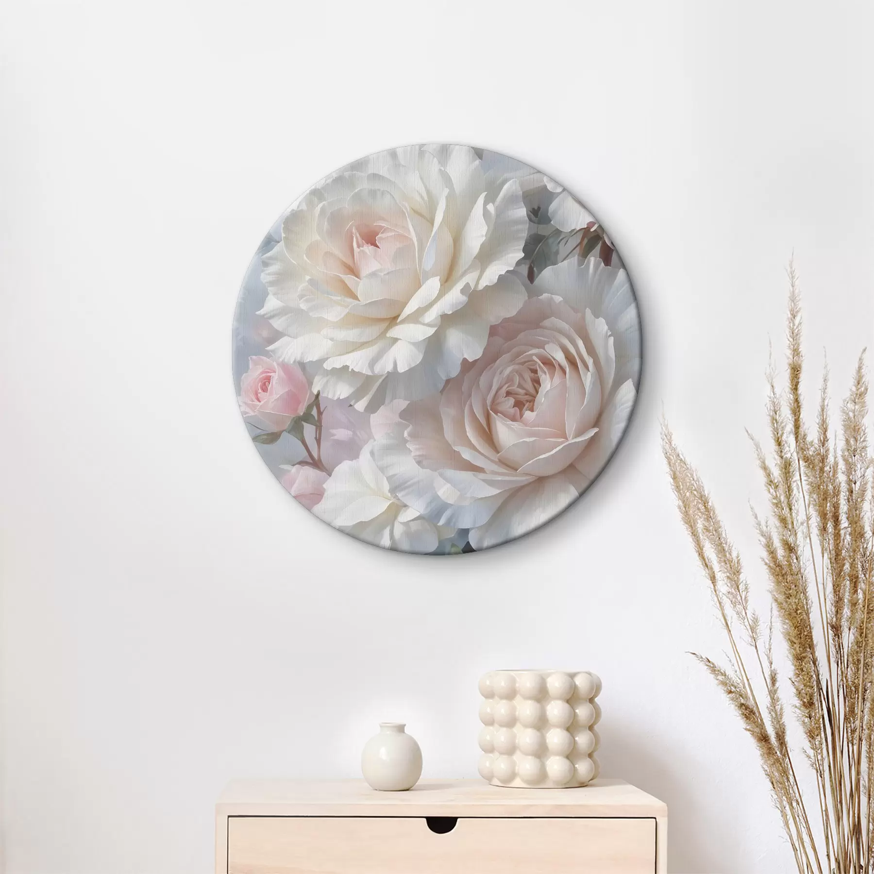 murales de pared Rosas blancas y rosadas suaves y delicadas con fondo borroso r40562