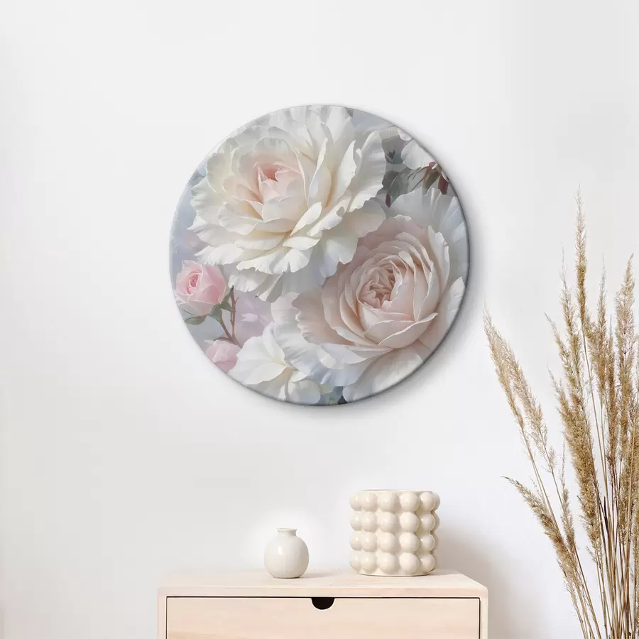 murales de pared Rosas blancas y rosadas suaves y delicadas con fondo borroso r40562