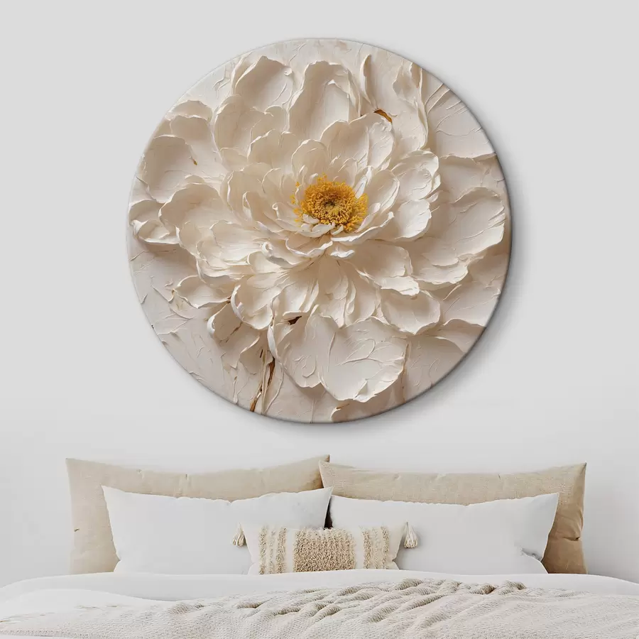 murales de pared Flor blanca al óleo sobre fondo blanco r40618