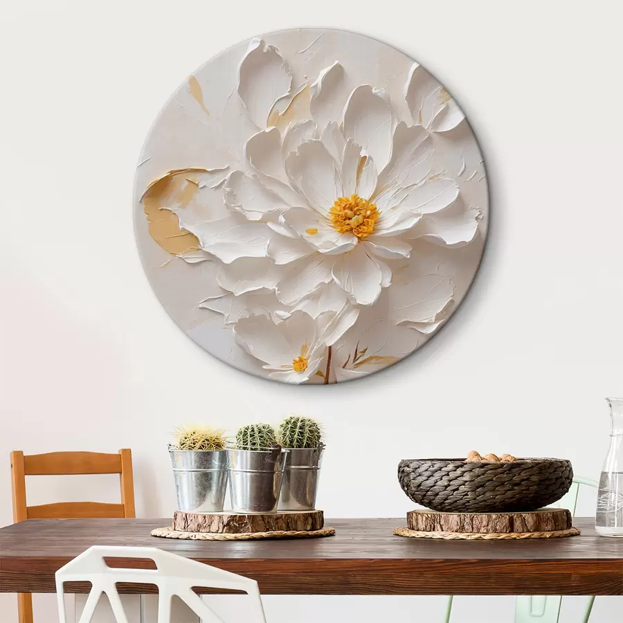 murales de pared Flor blanca en aceite con tallo marrón r40619