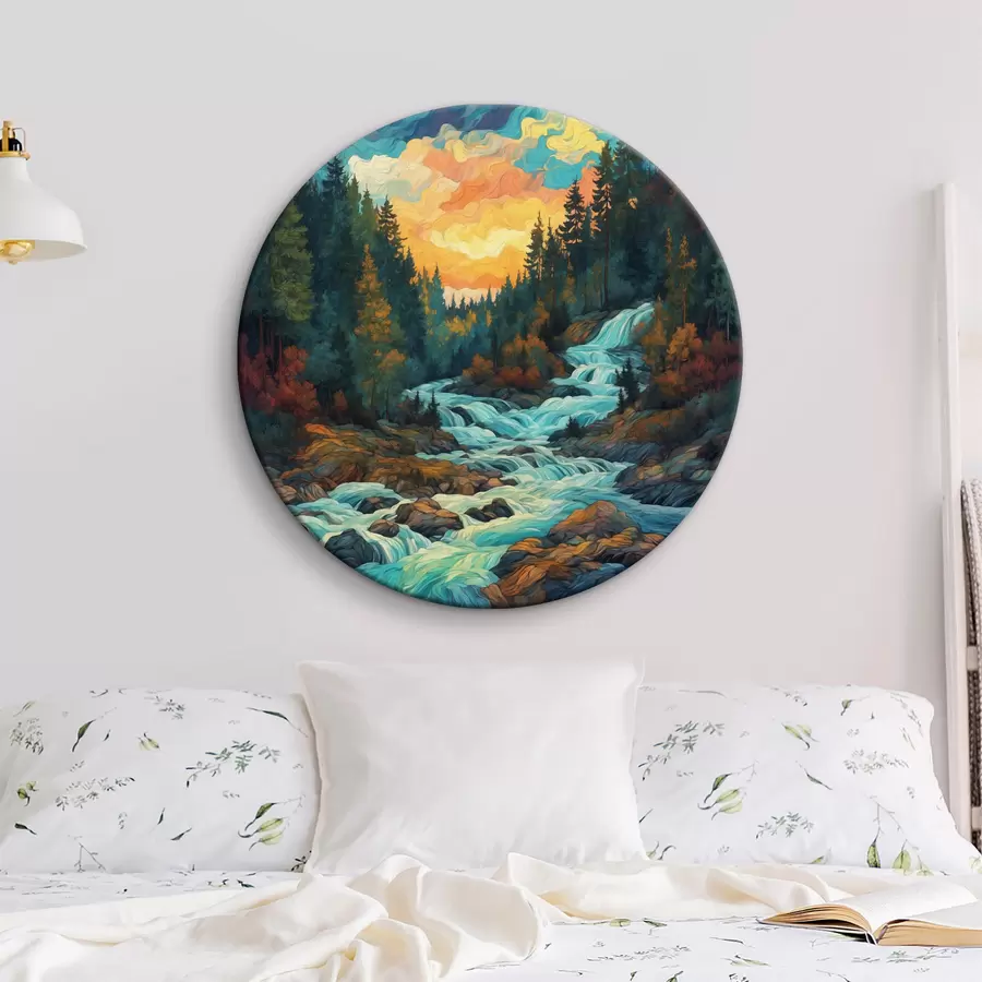 murales de pared Bosque de abetos y cielo multicolor r40639