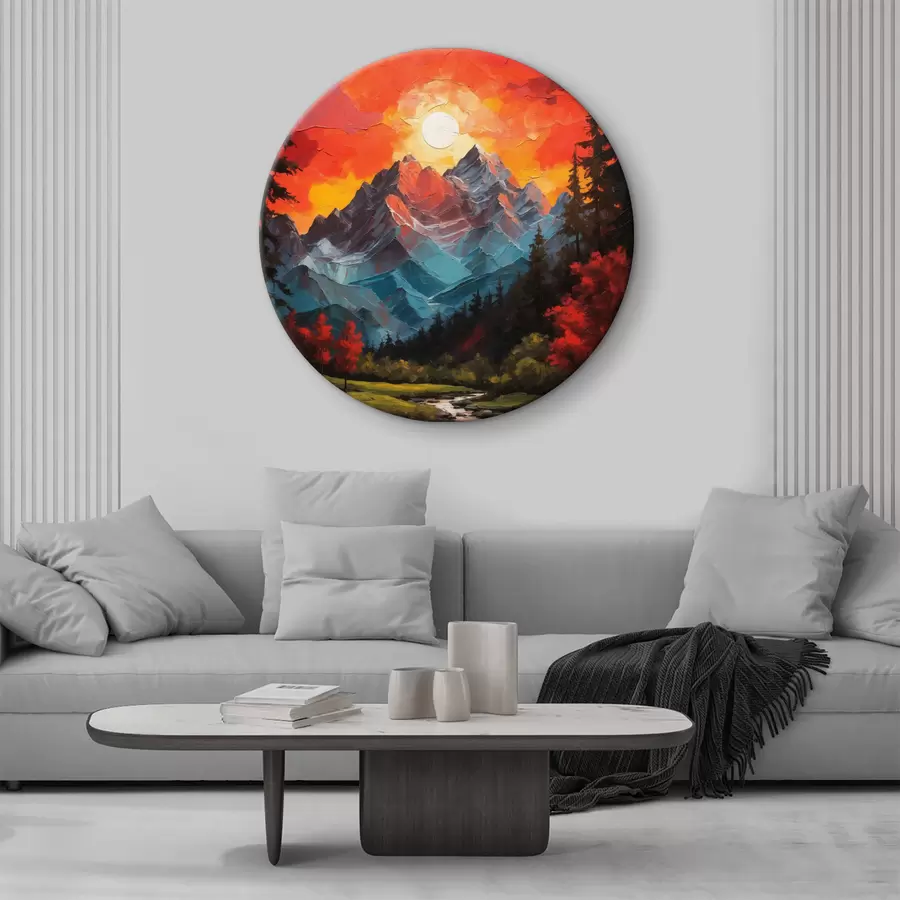 murales de pared Montañas y cielo rojo al atardecer r40641