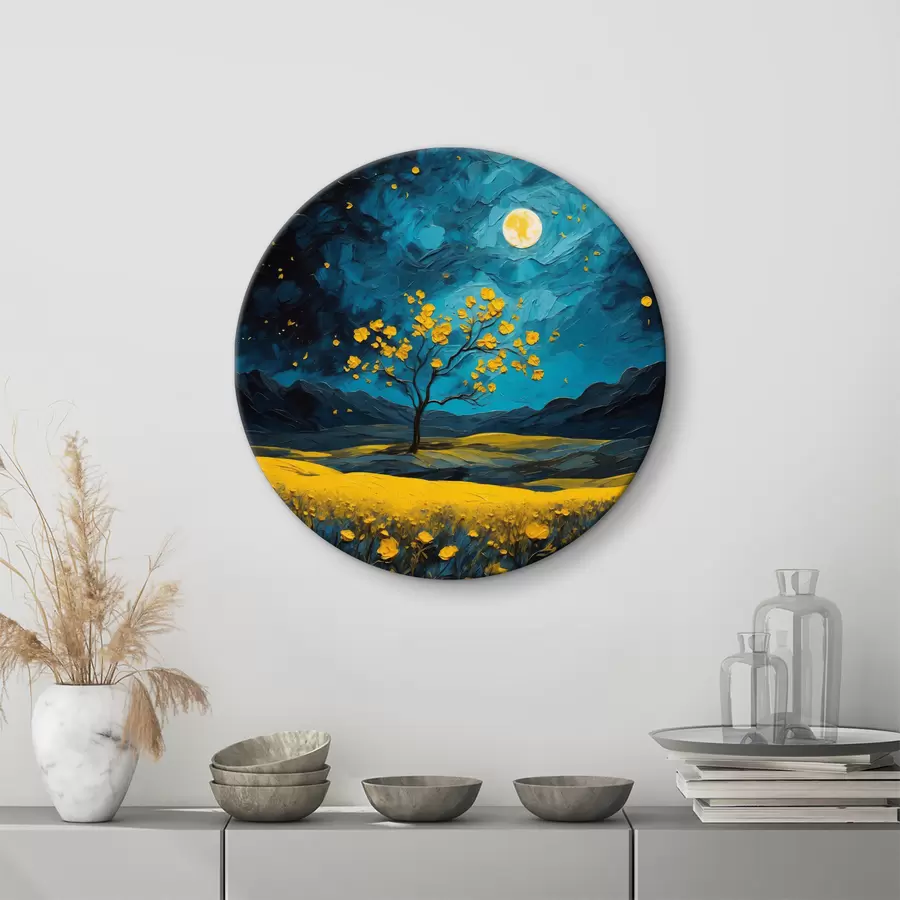 murales de pared Campo de flores amarillas de noche r40643