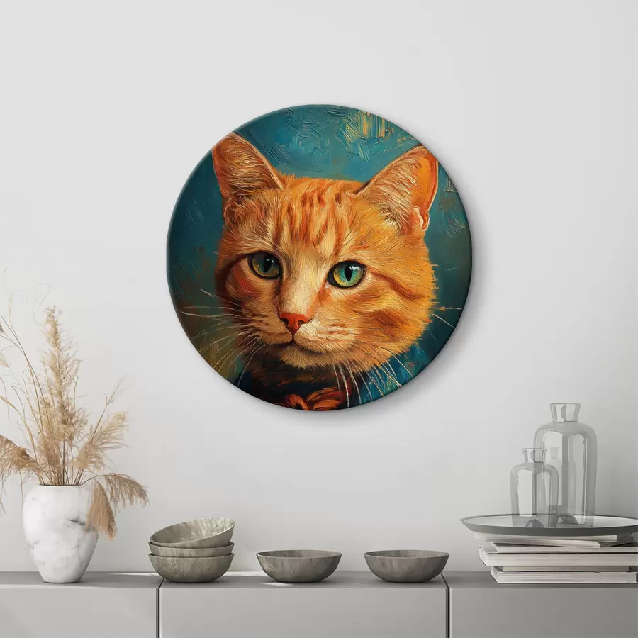 murales de pared Un gato rojo con traje al estilo de un retrato de Van Gogh r40647