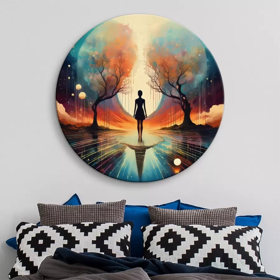murales de pared silueta entre árboles, autoconciencia, autorreflexión r40713