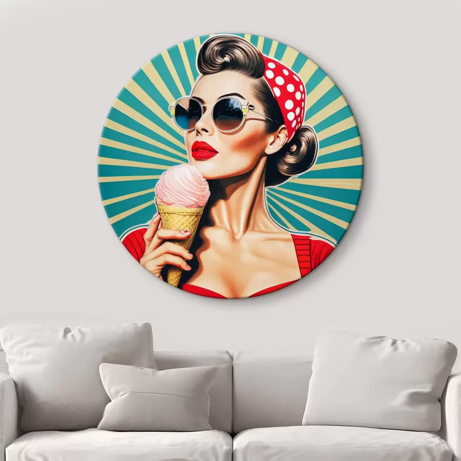 murales de pared chica con helado, pop art, pin-up, retro r40718