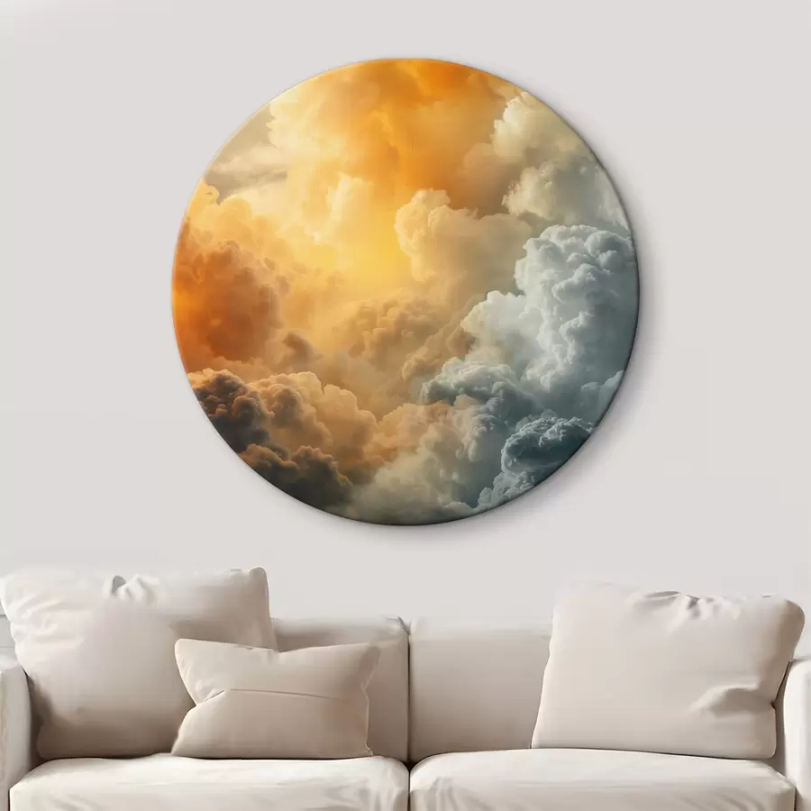 murales de pared Nubes, azul oscuro, naranja, antiguo r40785