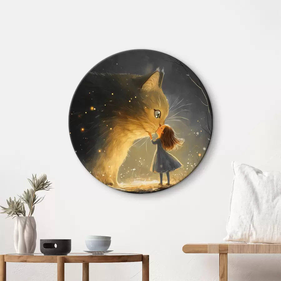 murales de pared La chica besa al gato r40825