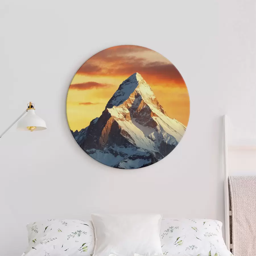 murales de pared Montaña nevada y cielo anaranjado r40852