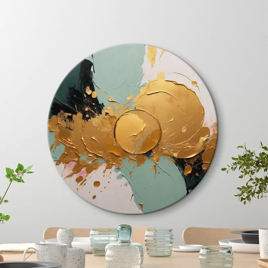 murales de pared Pintura al óleo abstracta en colores blanco, negro y amarillo r40855