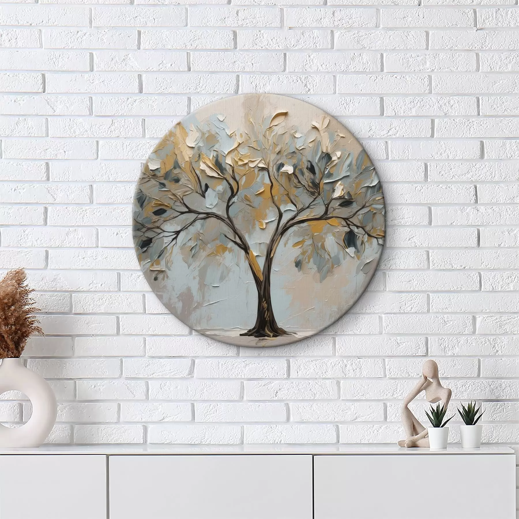 murales de pared Árbol sobre fondo abstracto al óleo r40858