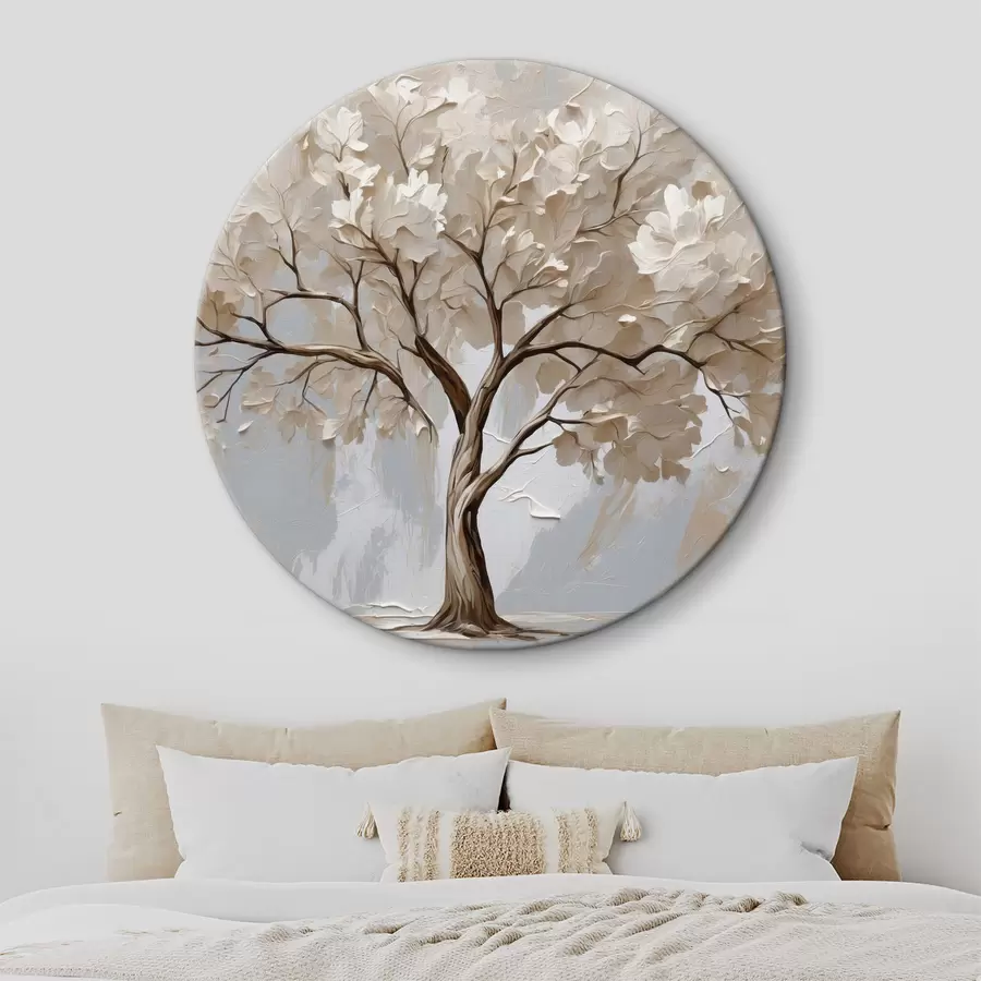 murales de pared Árbol blanco sobre fondo abstracto al óleo r40860