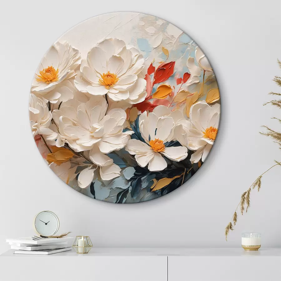 murales de pared Flores blancas abstractas al óleo r40862