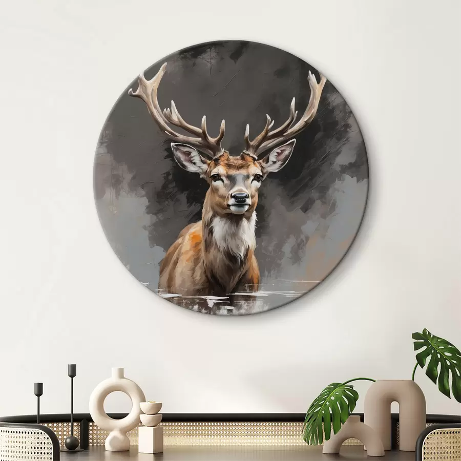 murales de pared Ciervo sobre fondo gris y negro r40865