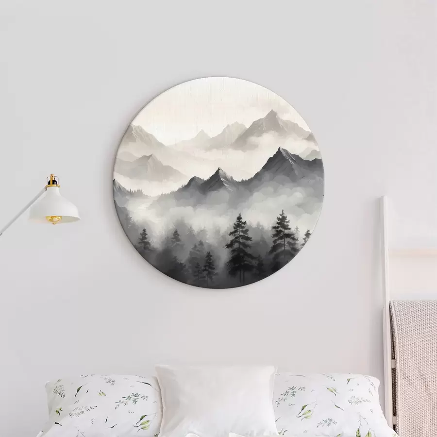 murales de pared Bosques y montañas en la niebla r40866