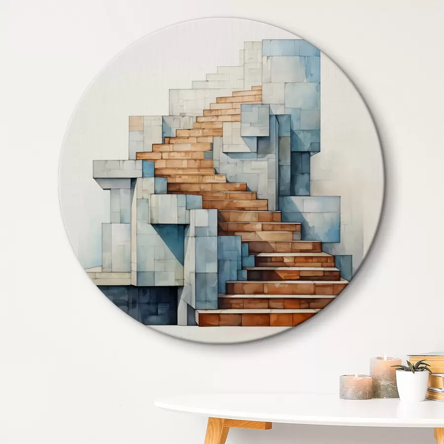 murales de pared Escaleras de piedra abstracto paisaje arquitectónico acuarela r40891