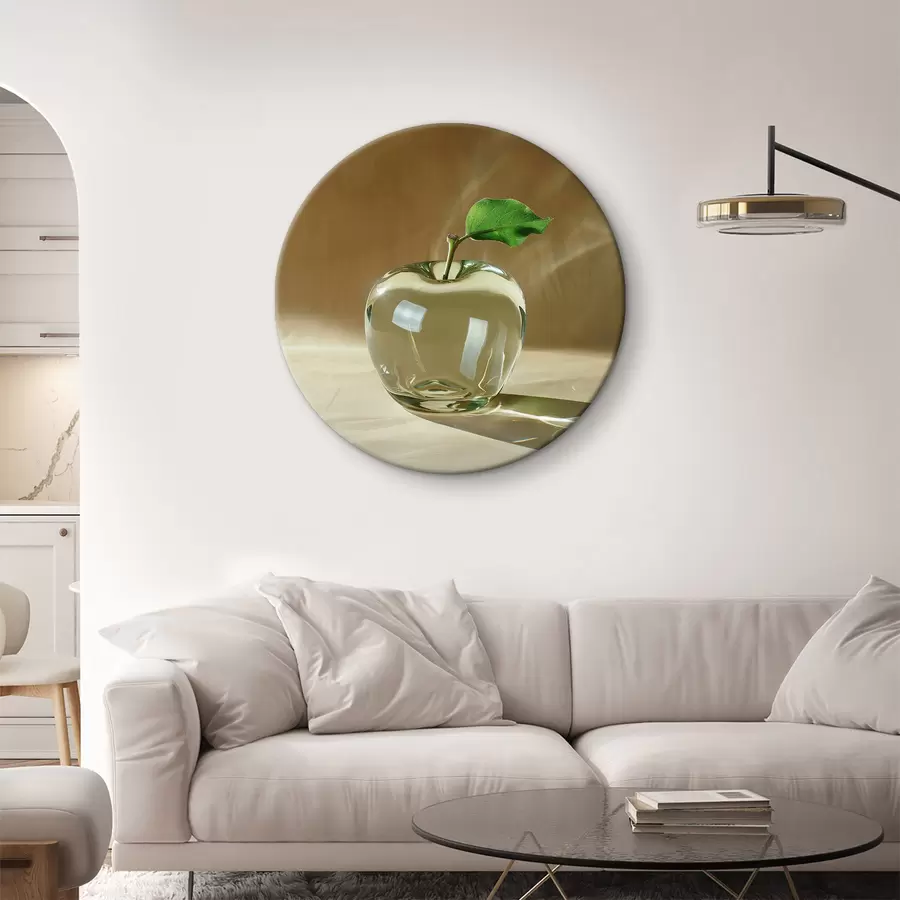 murales de pared Manzana de cristal transparente sobre fondo claro r40913