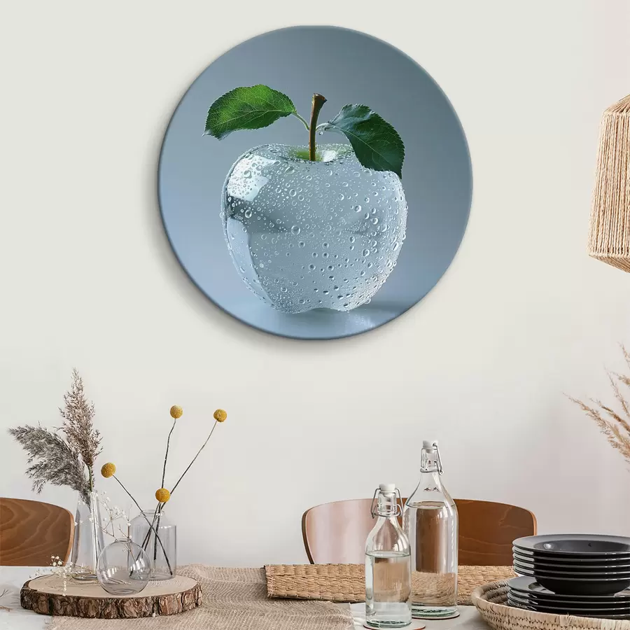 murales de pared Manzana de cristal en gotas de rocío r40914