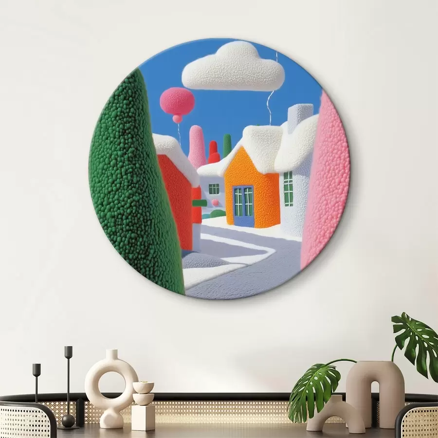 murales de pared Calle con nubes y globos de fieltro r40970