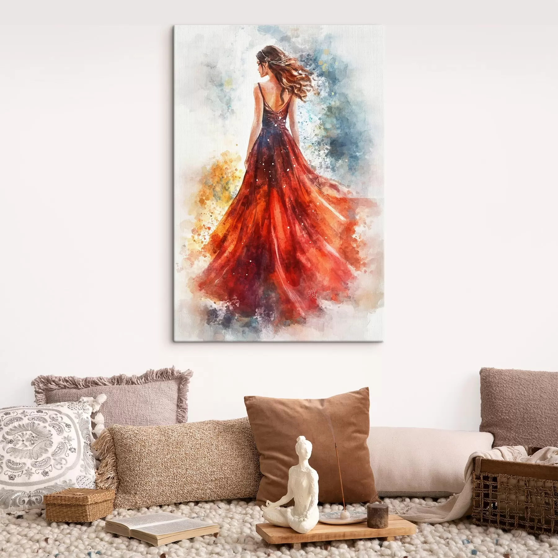 murales de pared Chica con un vestido rojo s42193