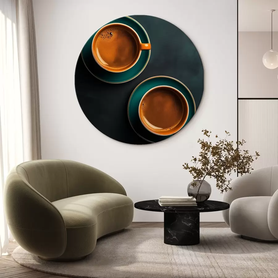 murales de pared Dos tazas de café sobre fondo oscuro r42190