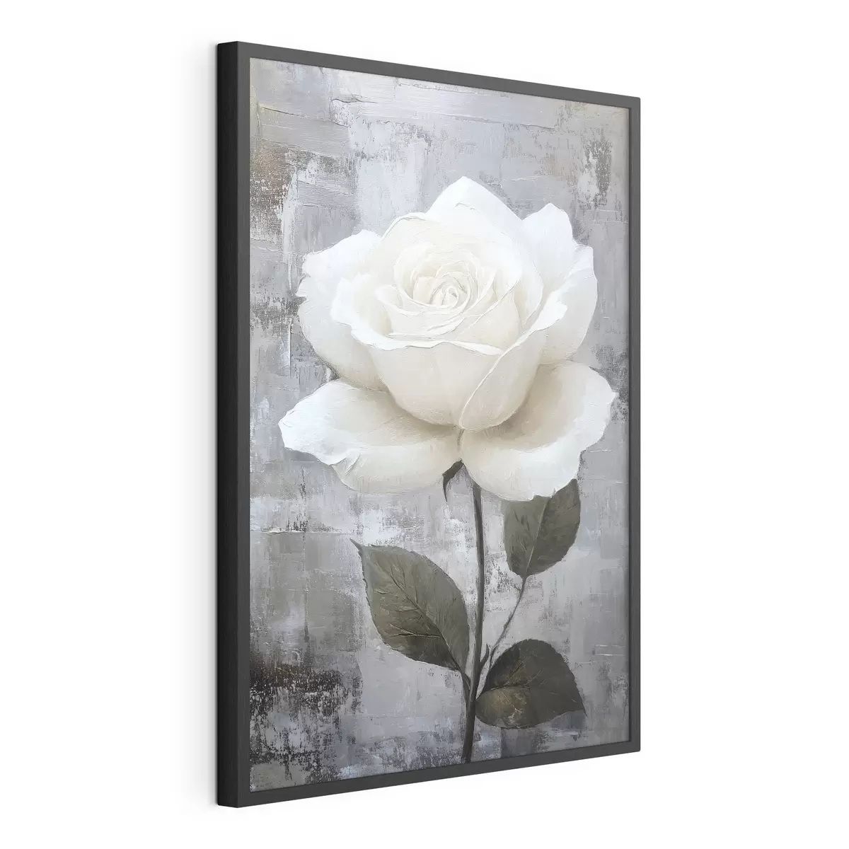 Poster Rosa blanca dibujada a mano sobre fondo de hormigón f42185