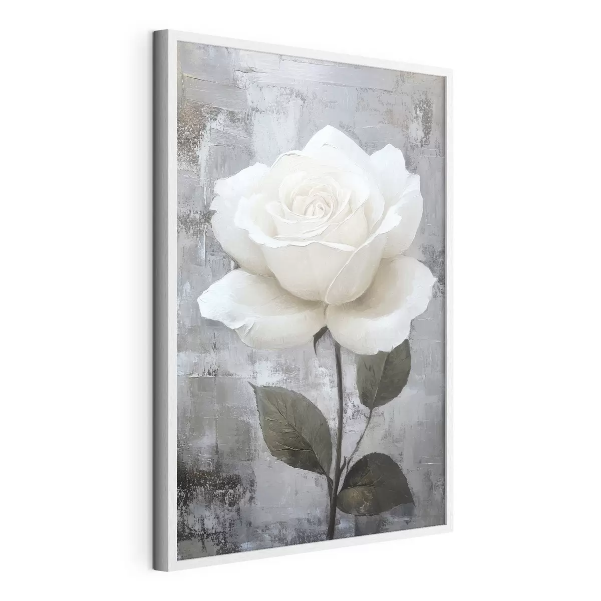 Poster Rosa blanca dibujada a mano sobre fondo de hormigón f42185